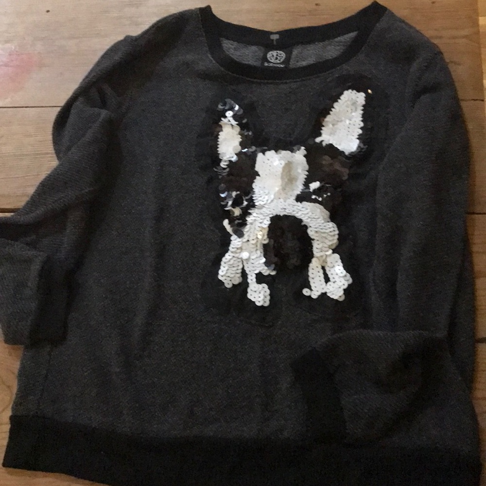 Sequined Boston Terrier sweatshirt!
